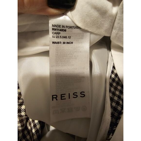 Reiss sz 30 waist brown black check cuffed slim leg dress pants MP25 - Picture 6 of 7